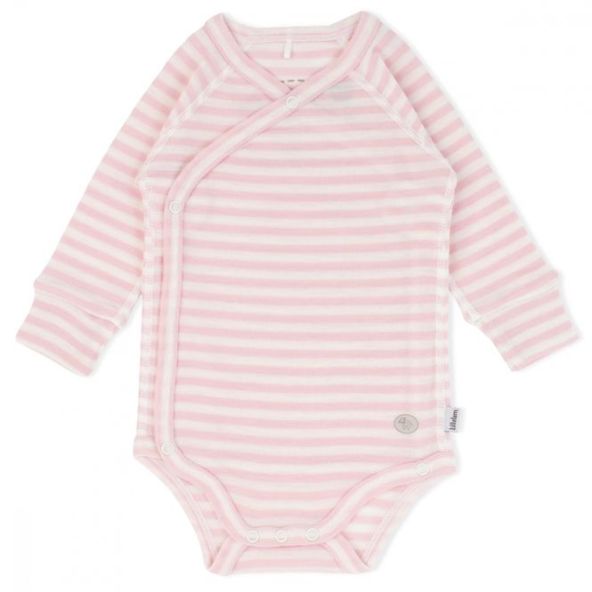 Hovedbilde Lillelam Omslagsbody ull mini rosa striper