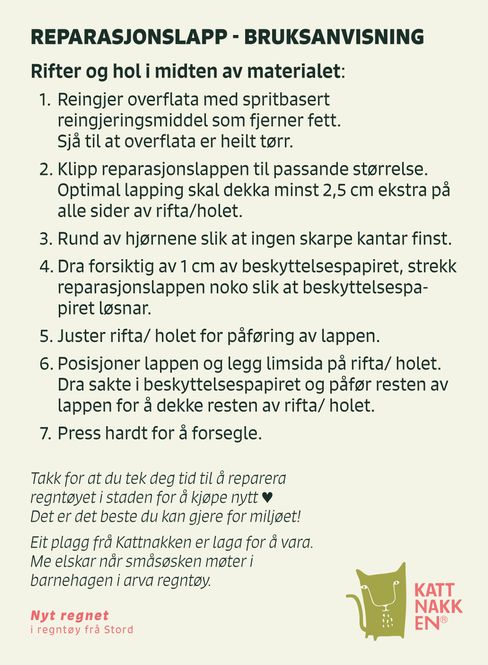 Hovedbilde Kattnakken Reperasjonslapp til regntøy