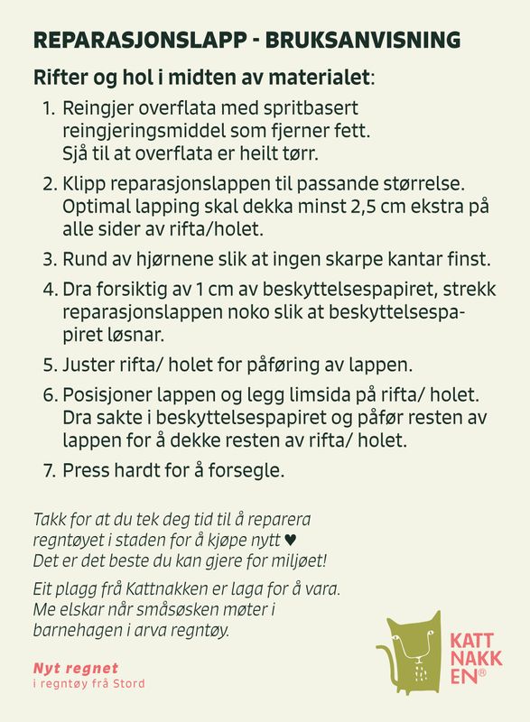 Kattnakken Reperasjonslapp til regntøy