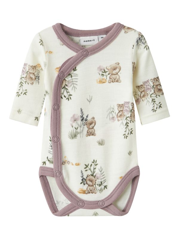 Name It Willu prematur ull body snow/purple dove