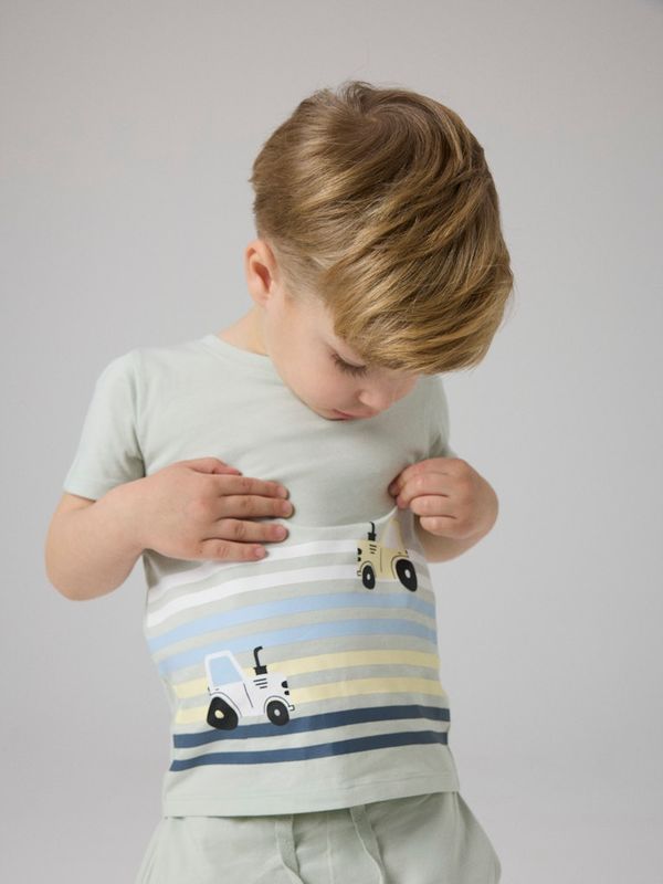 Name It Hectors traktor shortssett pale aqua